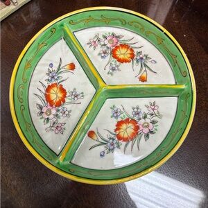 Vintage Hand-painted Japanese Moriyama Mori-machi Divided Dish